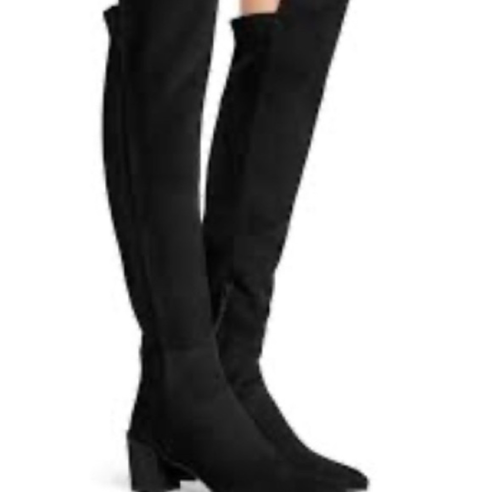 Stuart Weitzman 5050 Black Suede Iconic Over The Knee Stretch Boots NEW Size 9.5 - Picture 2 of 10